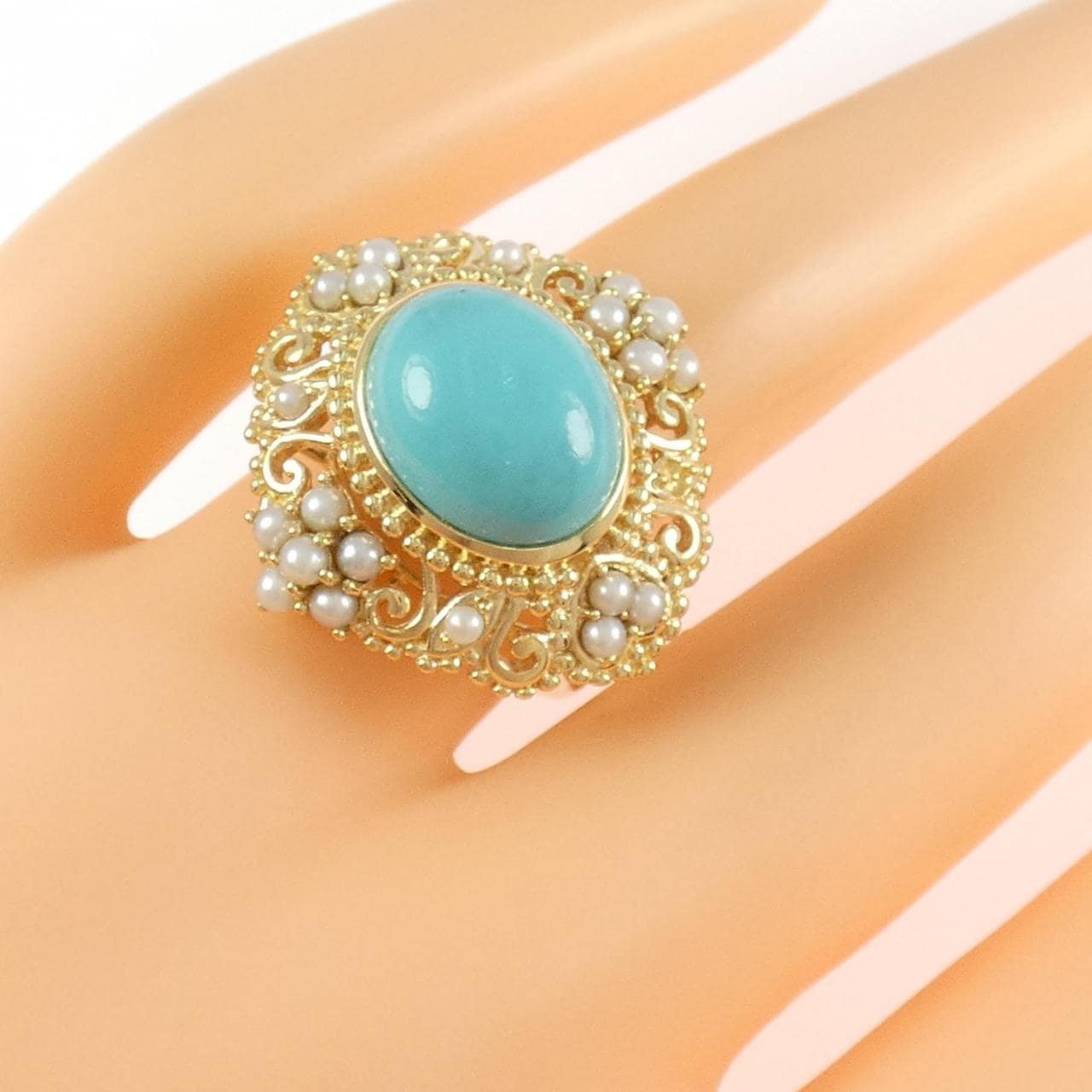 K18YG ターコイズ リング 3.50CT