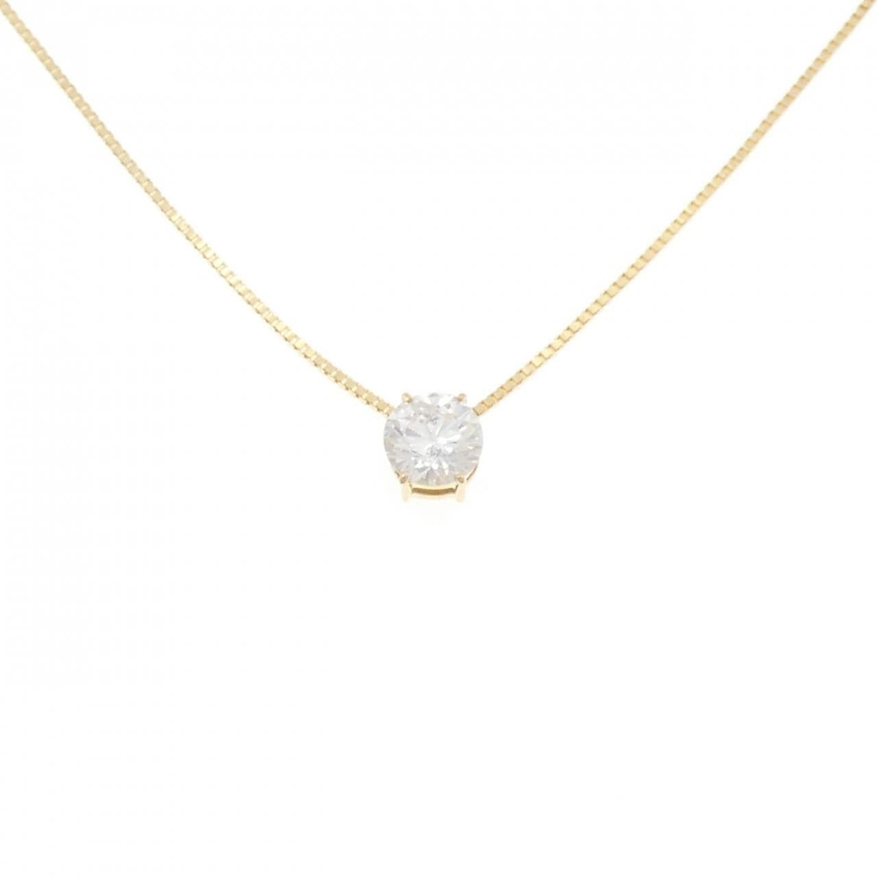 18K Yellow Gold Solitaire Diamond Necklace 1.018CT