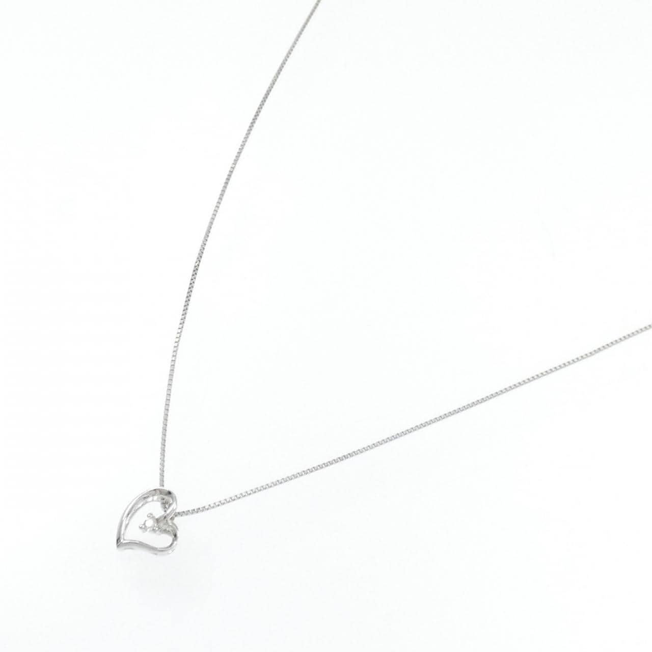 K18WG ハート ダイヤモンド ネックレス 0.01CT