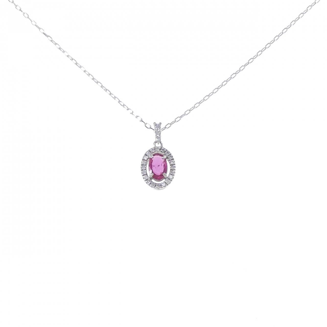 K18WG ルビー ネックレス 0.35CT
