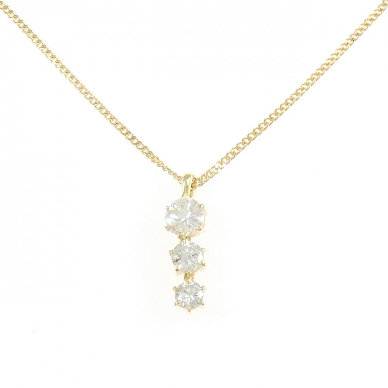 K18YG スリーストーン ダイヤモンド ネックレス 1.00CT