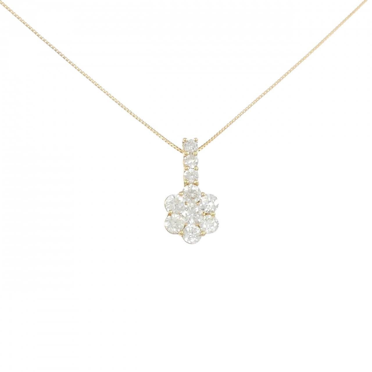 K18YG フラワー ダイヤモンド ネックレス 1.00CT