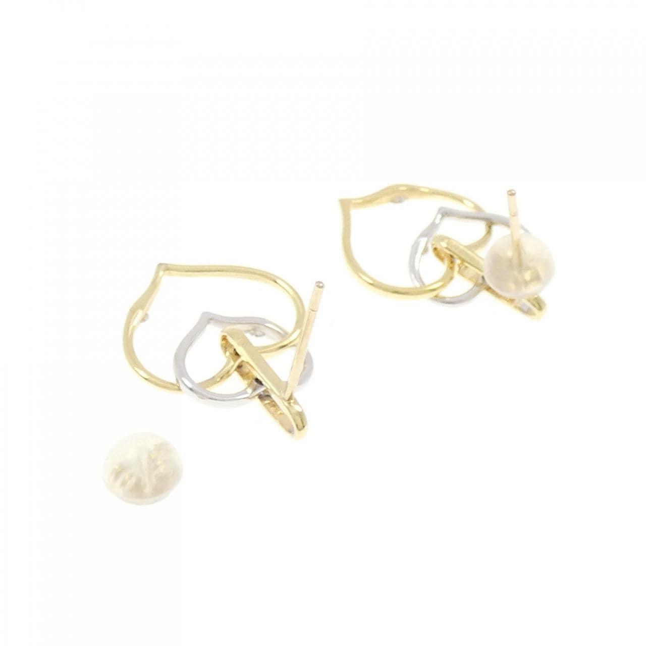 K18YG/K18WG ハート ダイヤモンド ピアス 0.07CT