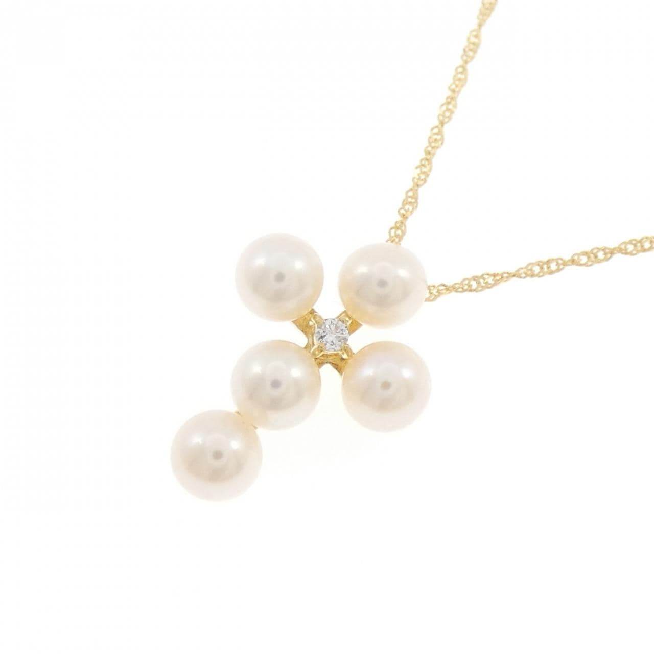 K18YG クロス 淡水パール ネックレス