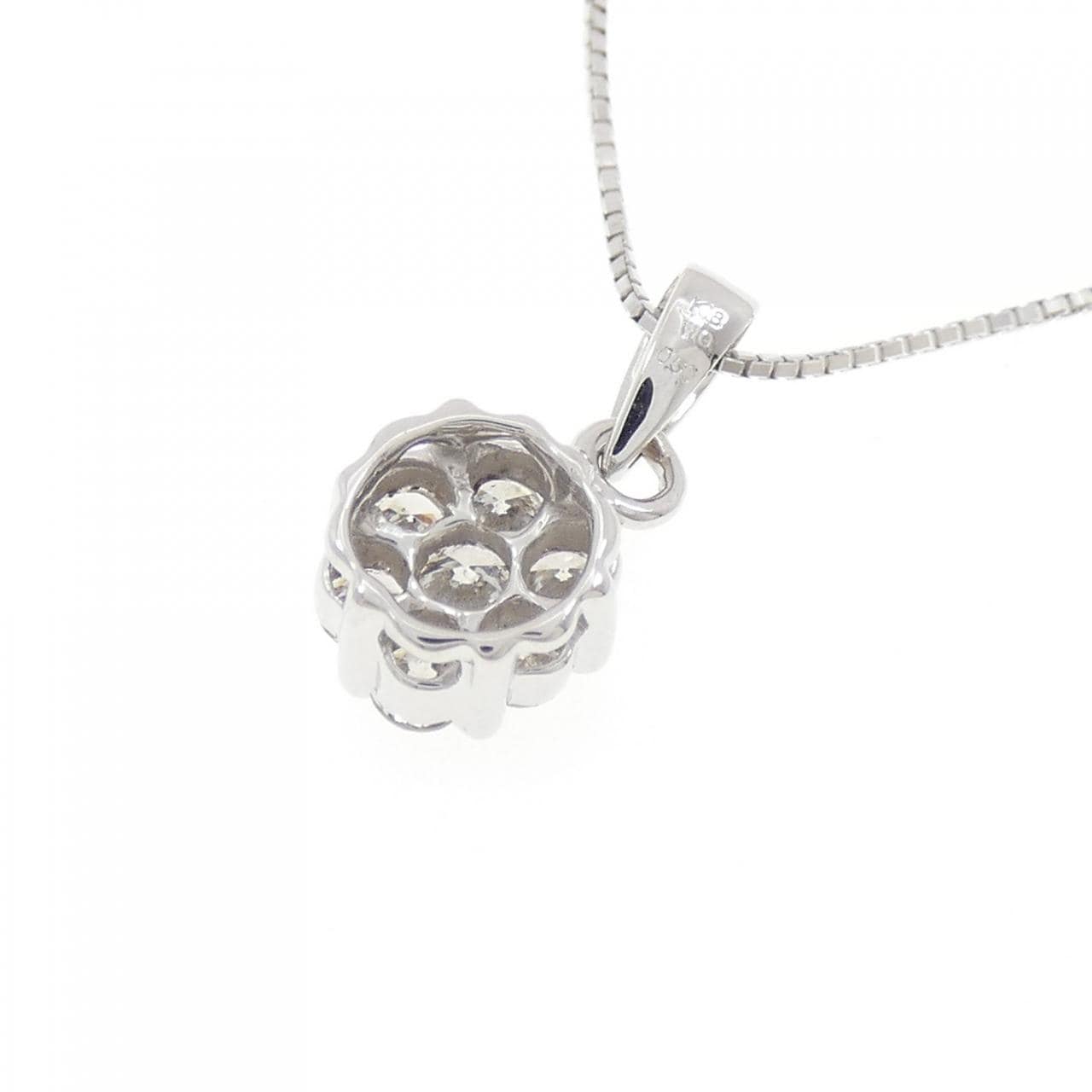 K18WG フラワー ダイヤモンド ネックレス 0.50CT