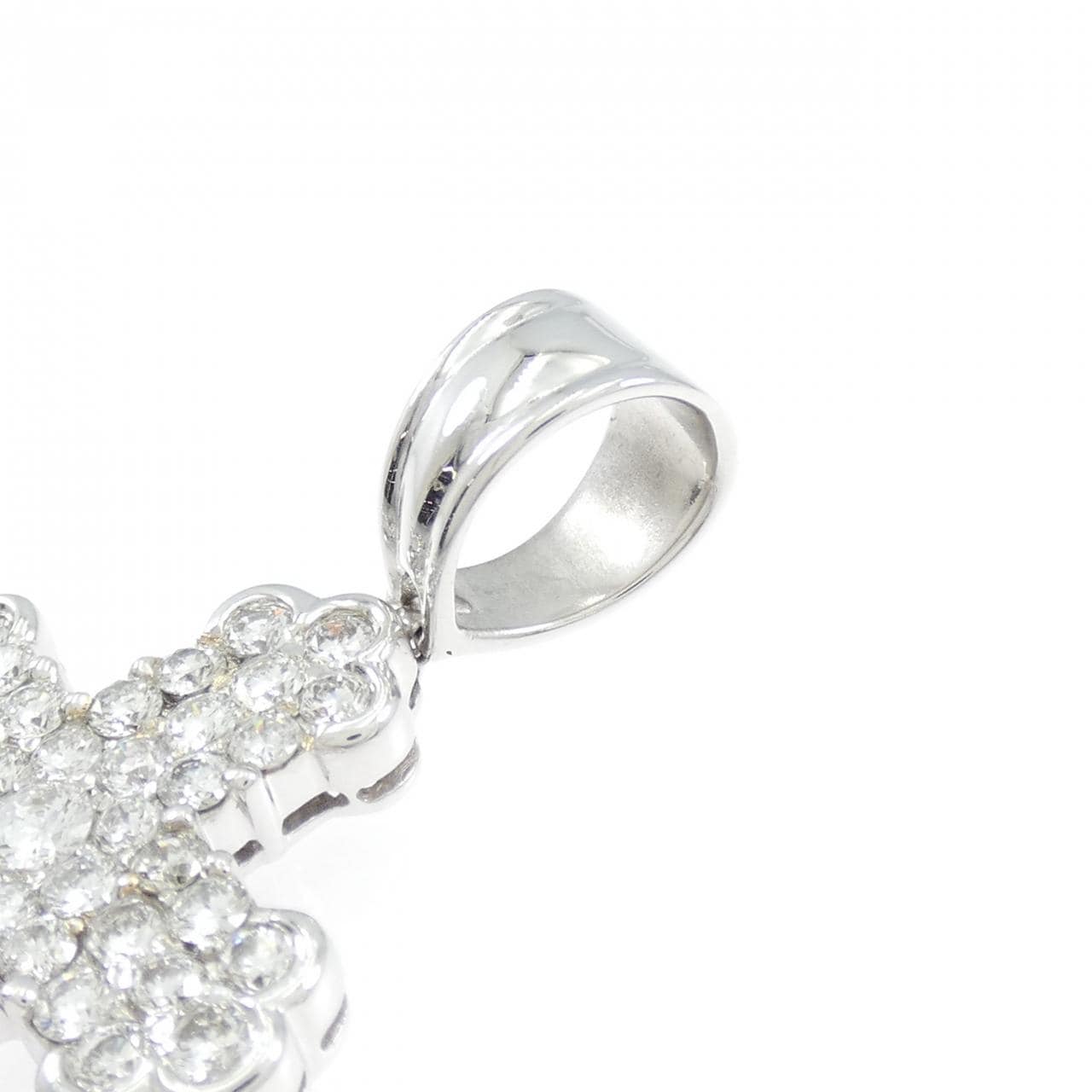 K18WG クロス ダイヤモンド ペンダント 2.50CT