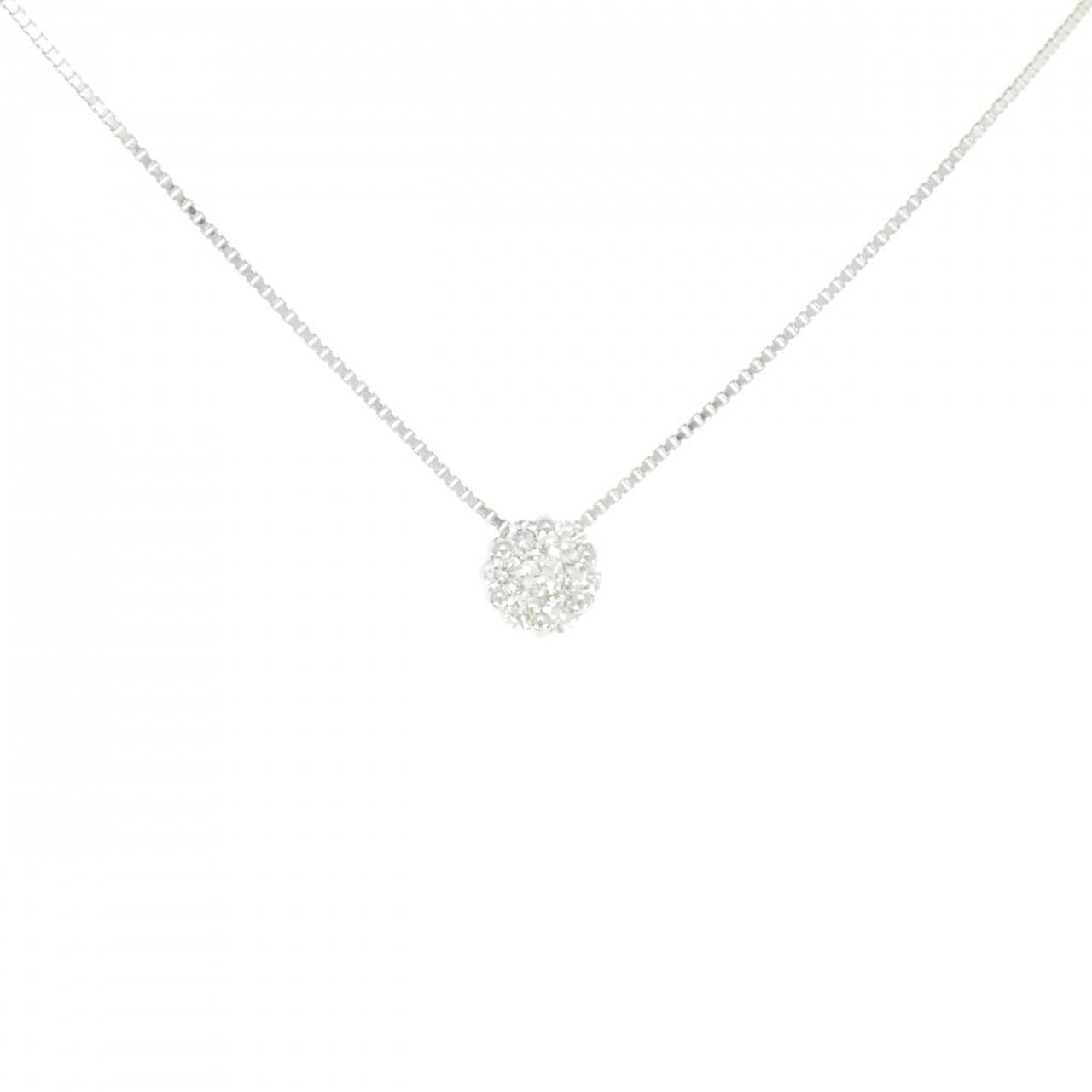 K18WG フラワー ダイヤモンド ネックレス 0.22CT