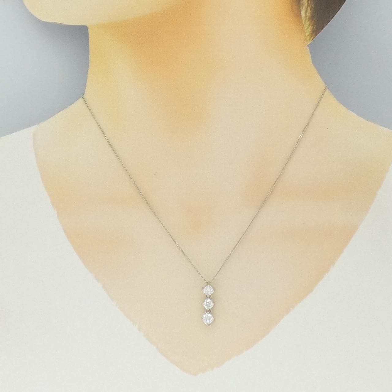PT900/PT850 スリーストーン ダイヤモンド ネックレス 1.006CT