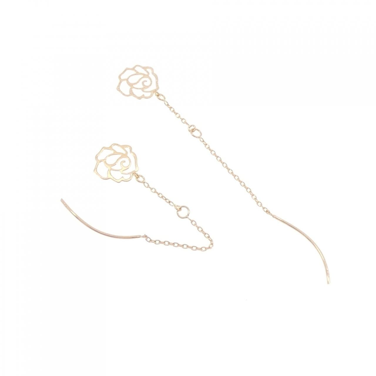K18PG花朵耳環