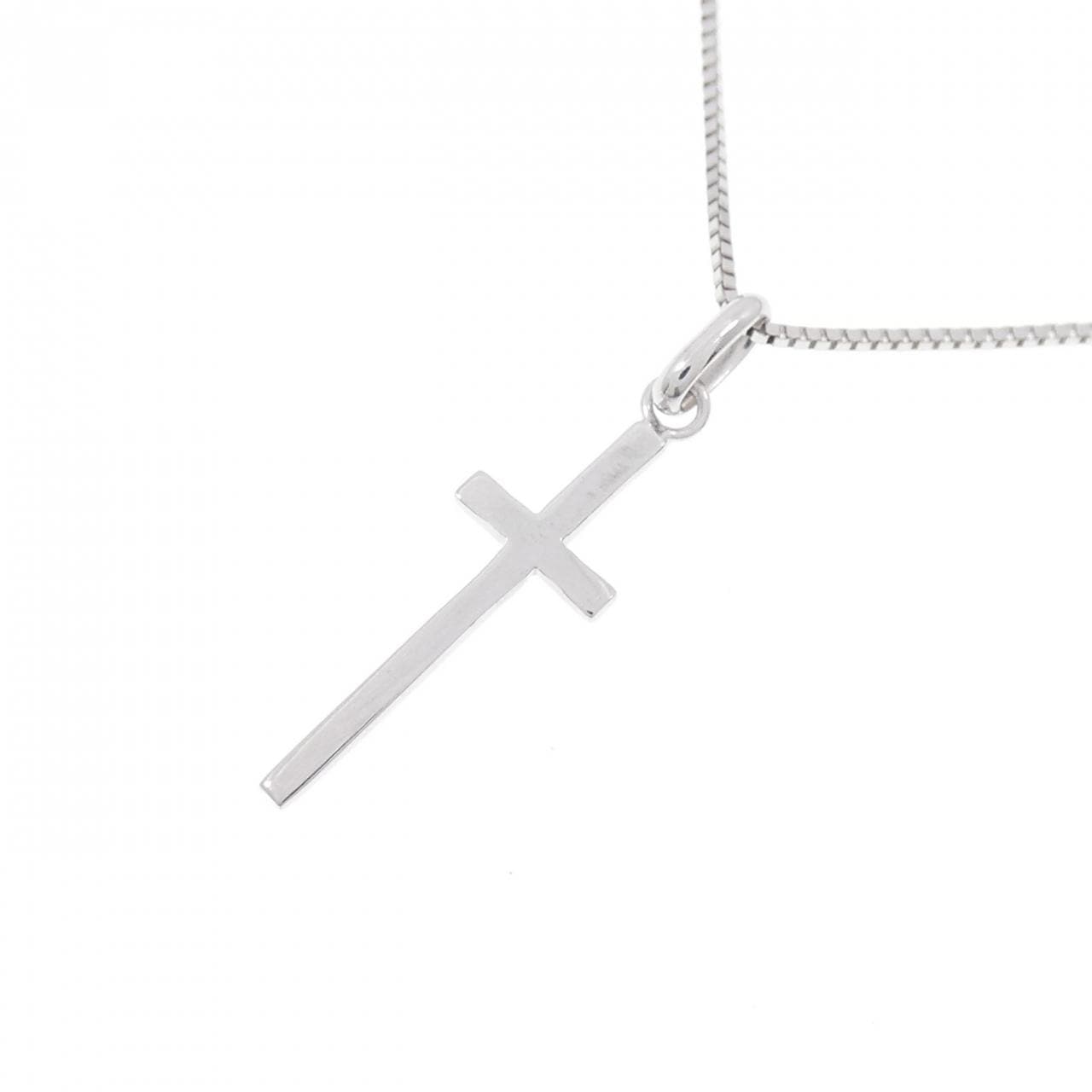 K18WG cross necklace