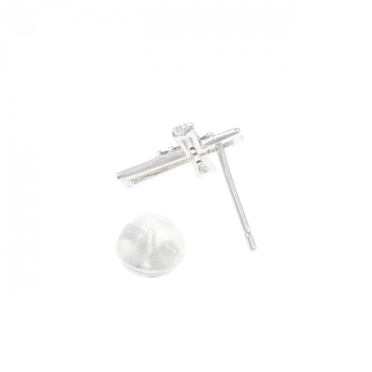 K14WG クロス ダイヤモンド ピアス 0.04CT 片耳