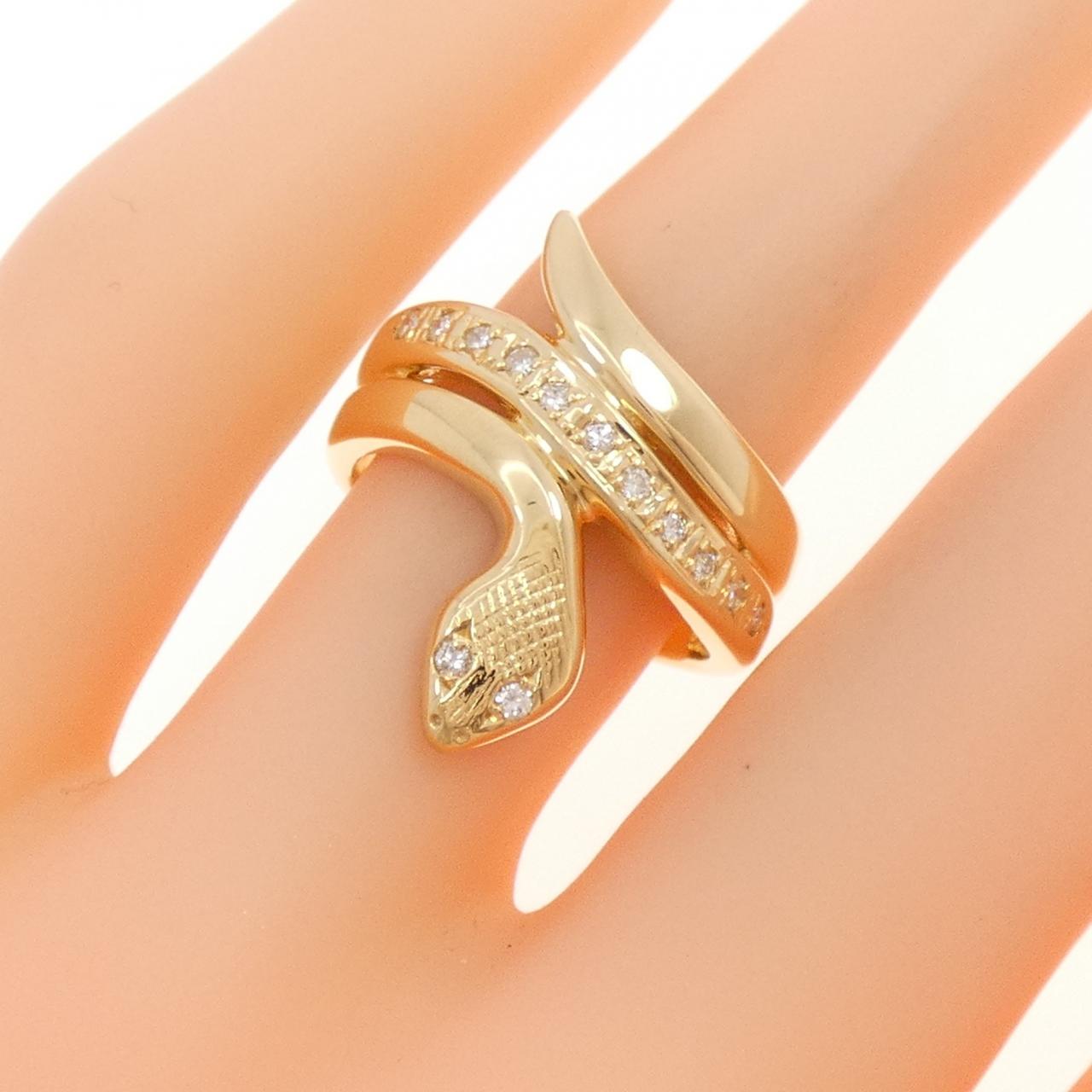 K18YG スネーク ダイヤモンド リング 0.13CT