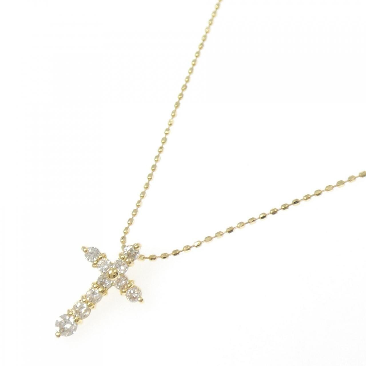 K18YG cross Diamond necklace 0.25CT