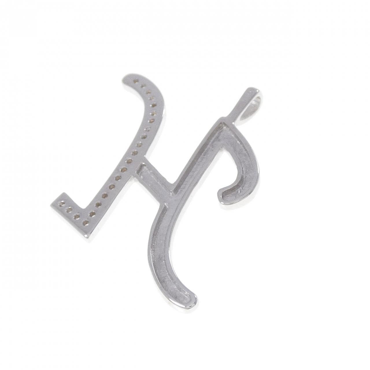 K18WG イニシャルH ダイヤモンド ペンダント