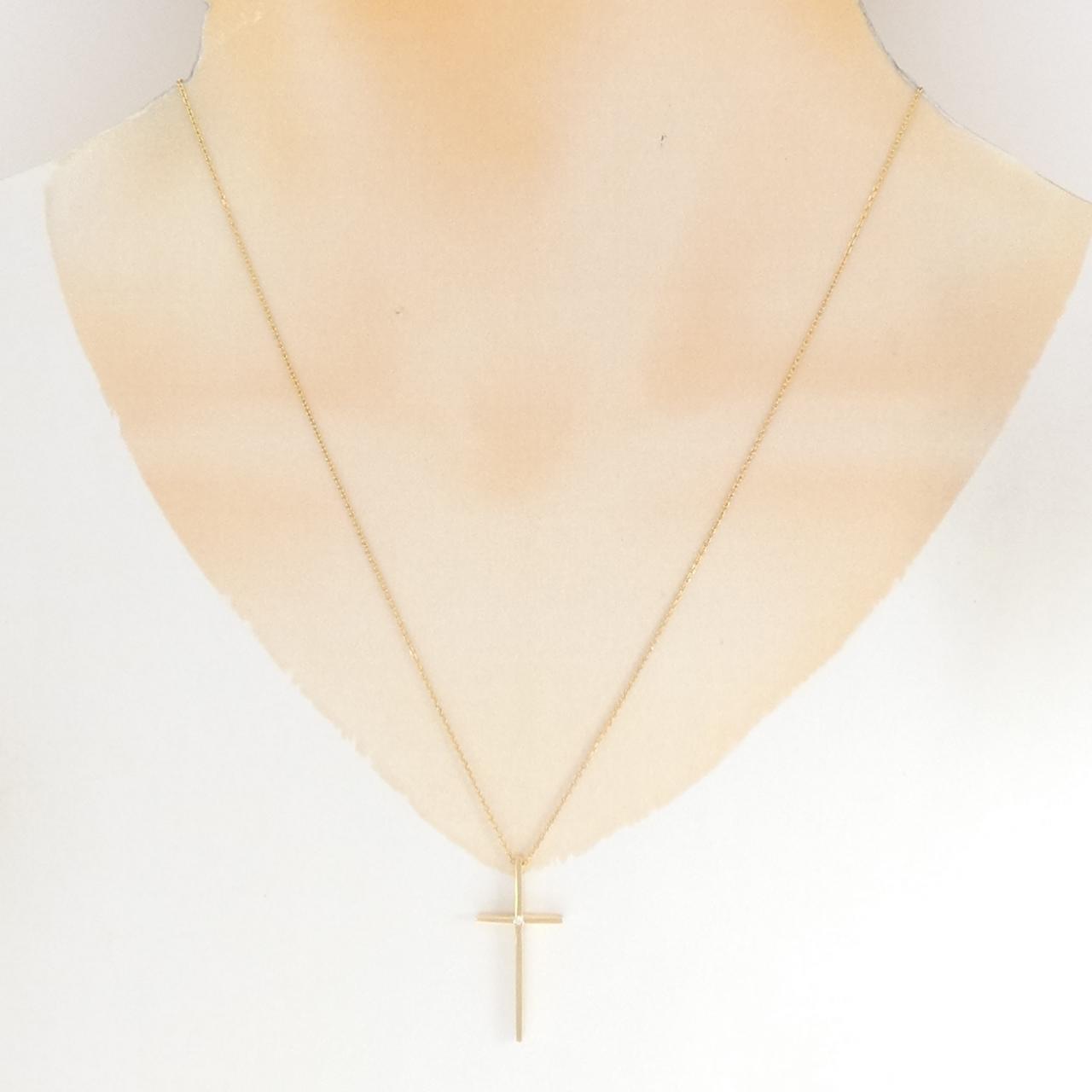 K18YG クロス ダイヤモンド ネックレス 0.01CT