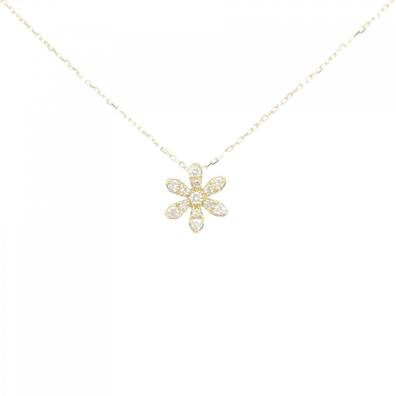 K18YG flower Diamond necklace 0.18CT