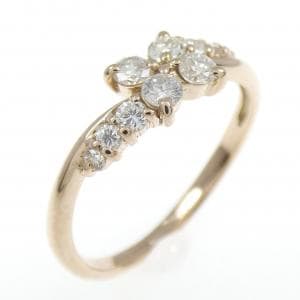 K18PG フラワー ダイヤモンド リング 0.30CT