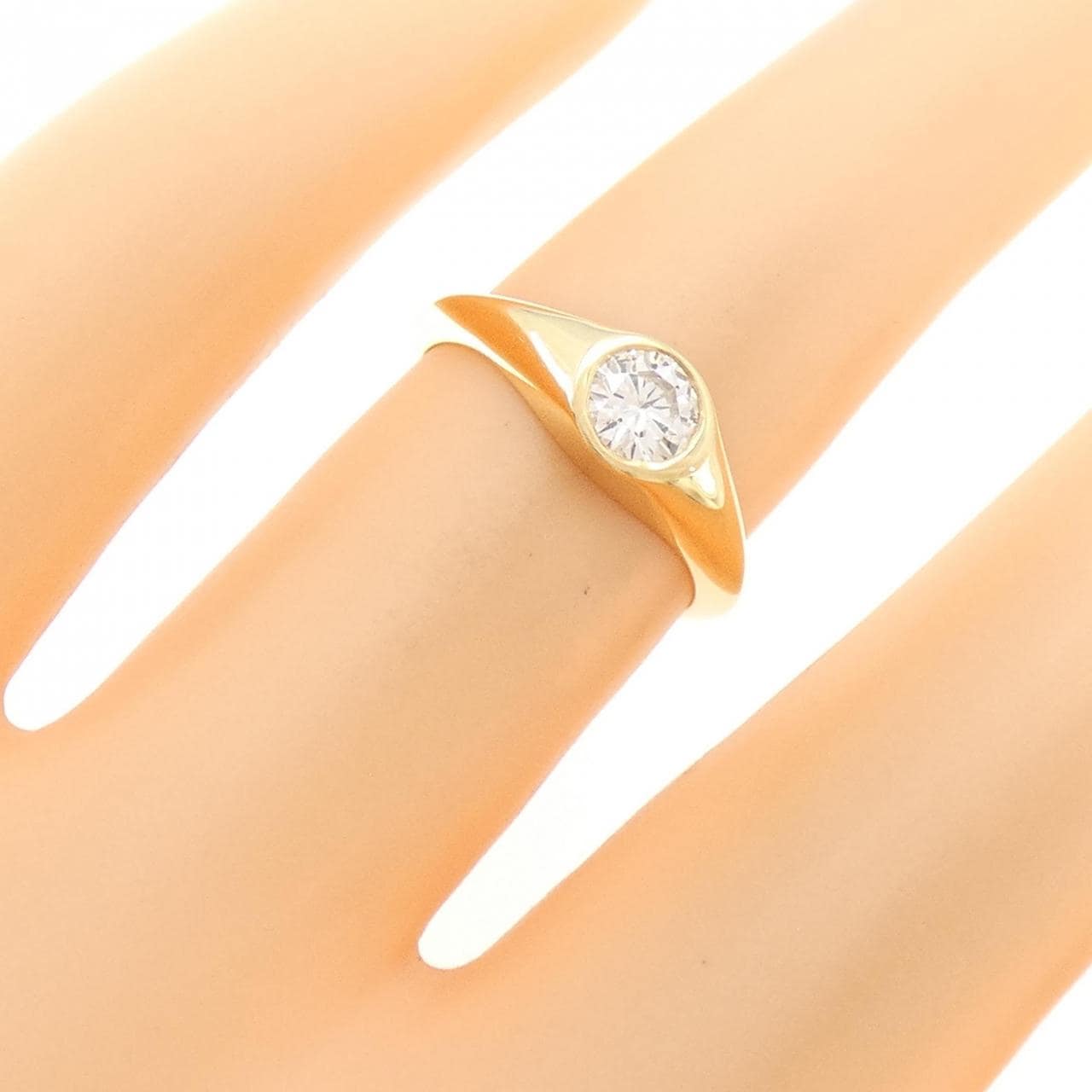 【新品】K18YG ソリティア ダイヤモンド リング 0.29CT