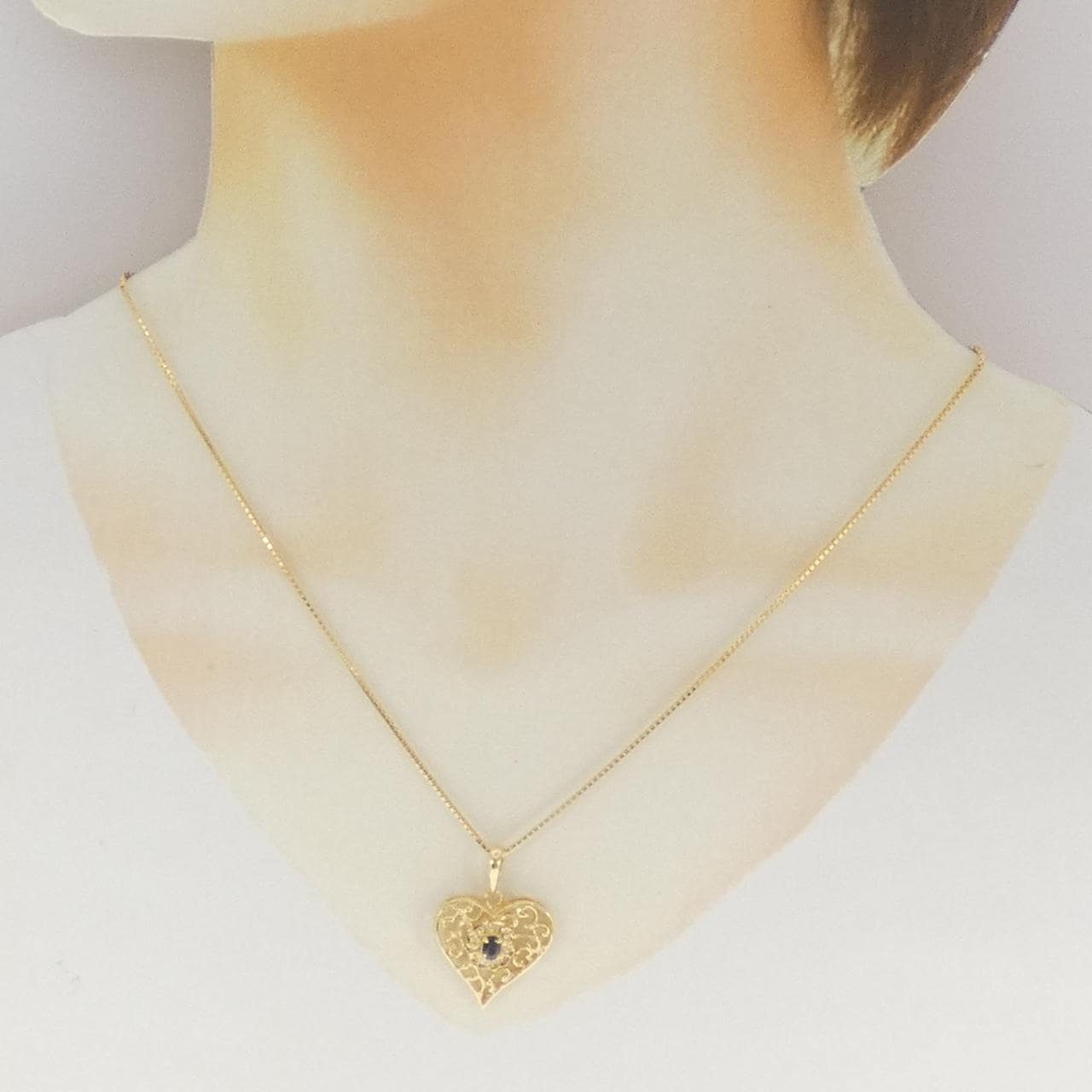 K18YG ハート サファイヤ ネックレス 0.20CT