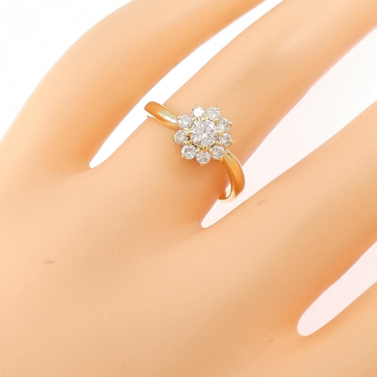 K18YG フラワー ダイヤモンド リング 0.51CT