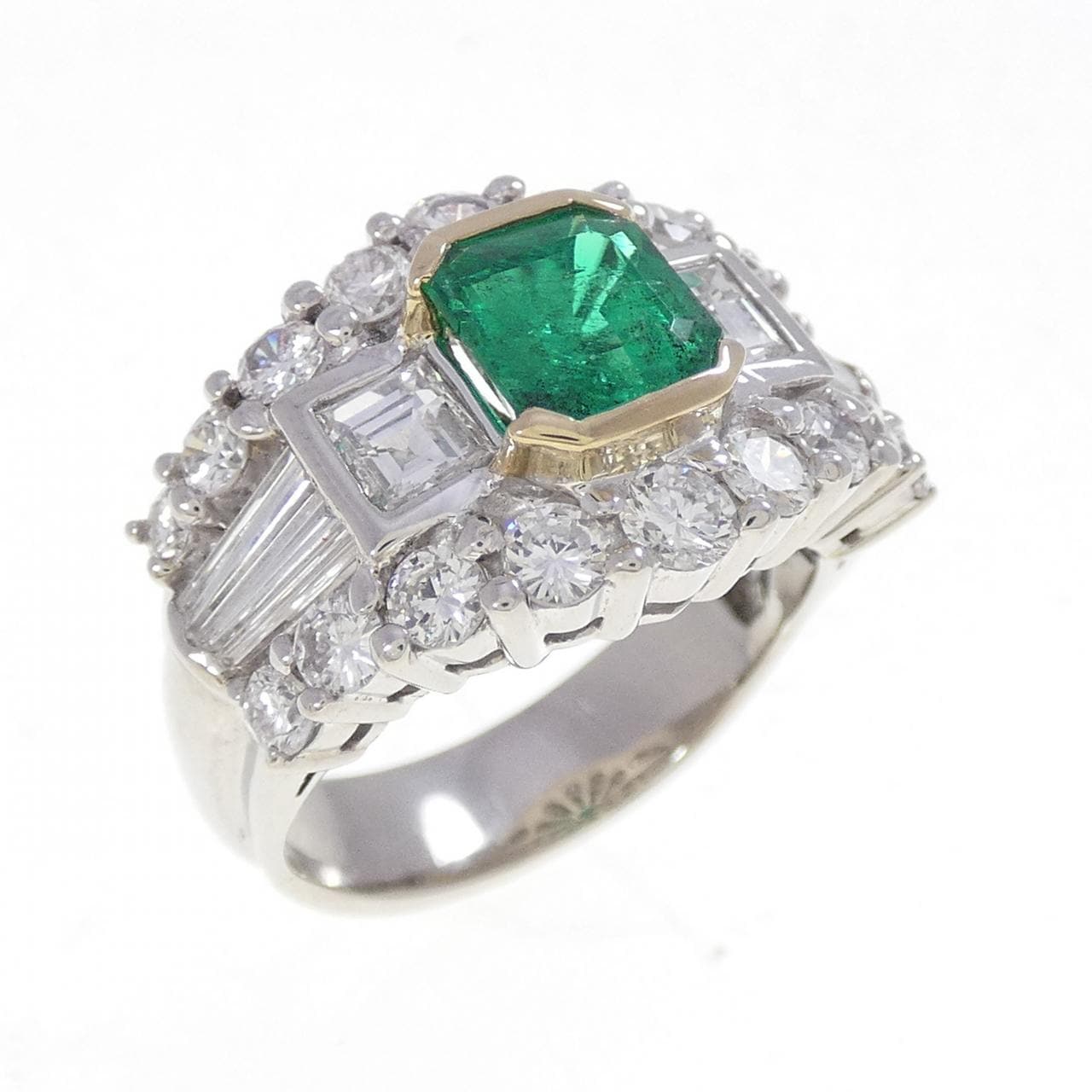 PT900/K18YG エメラルド リング 1.27CT