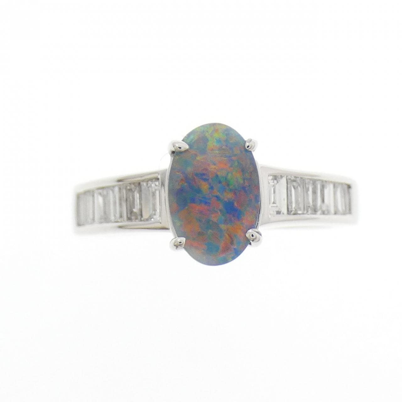 750WG ブラックオパール リング