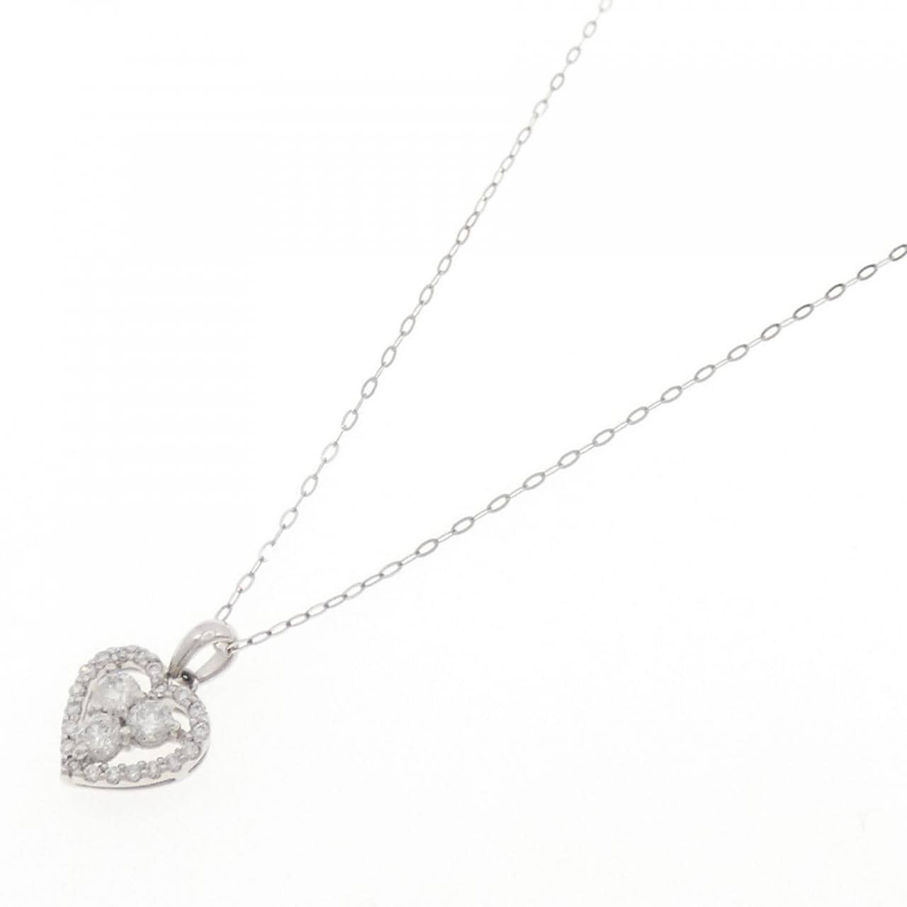 K18WG ハート ダイヤモンド ネックレス 0.40CT