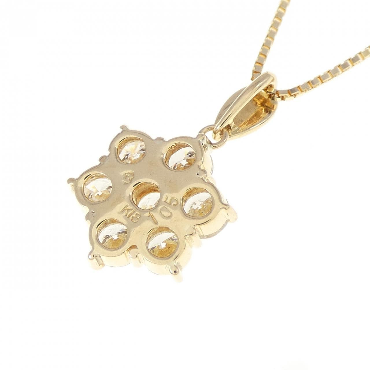 K18YG フラワー ダイヤモンド ネックレス 1.05CT