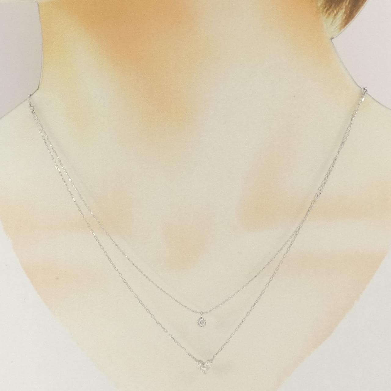 K10WG ハート ダイヤモンド ネックレス 0.15CT