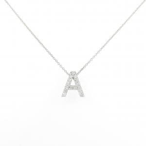 K18WG イニシャルA ダイヤモンド ネックレス 0.15CT