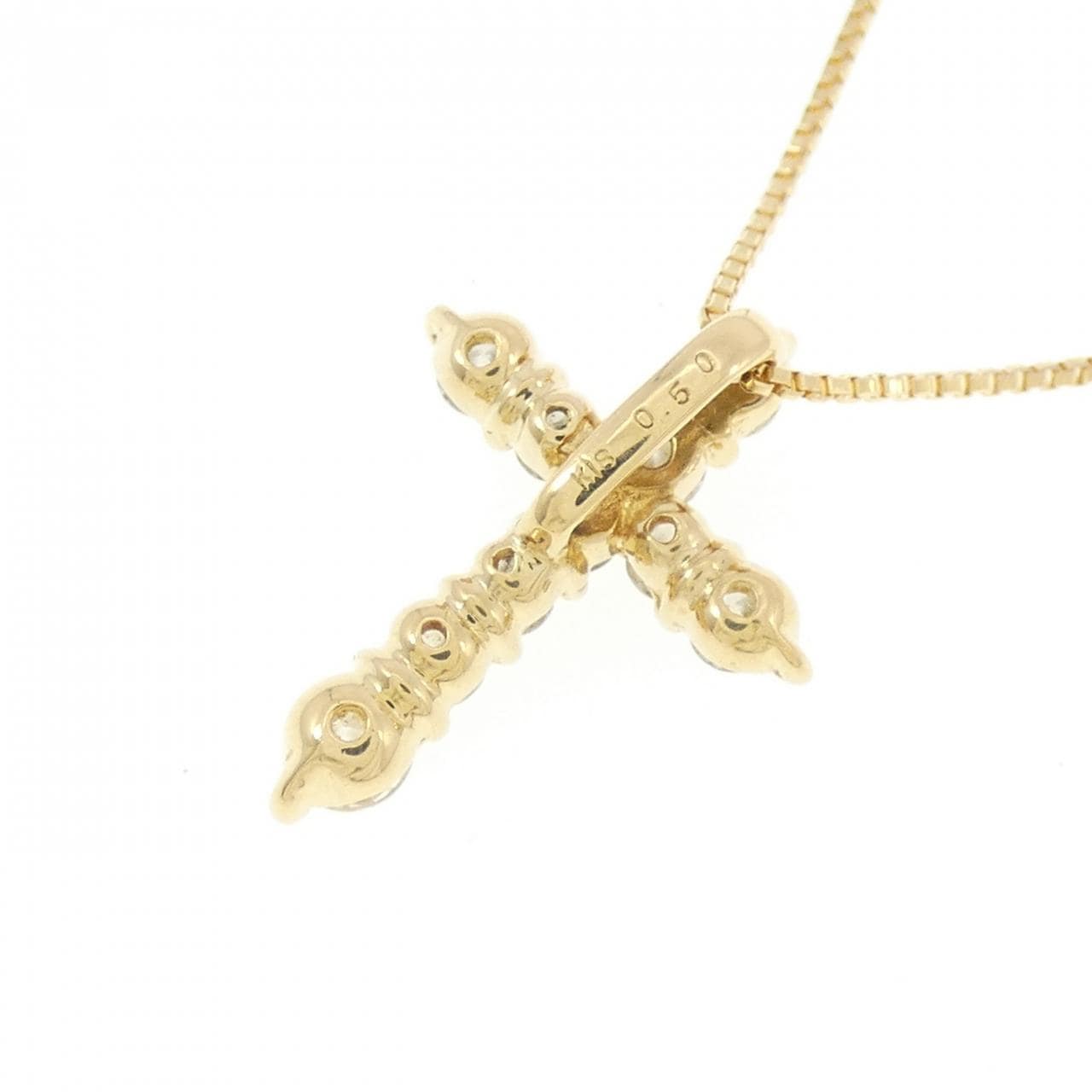 K18YG クロス ダイヤモンド ネックレス 0.50CT