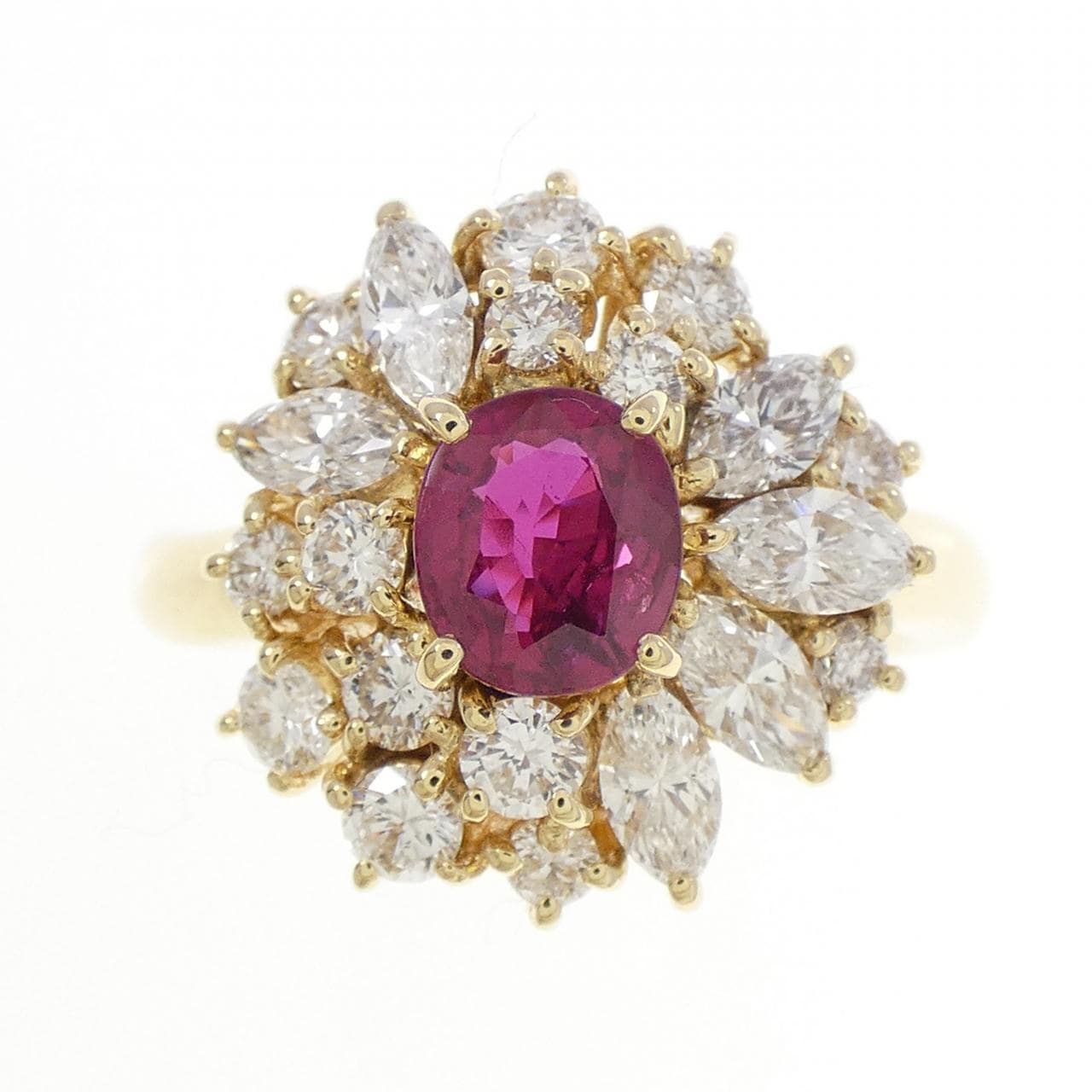 K18YG ルビー リング 0.84CT