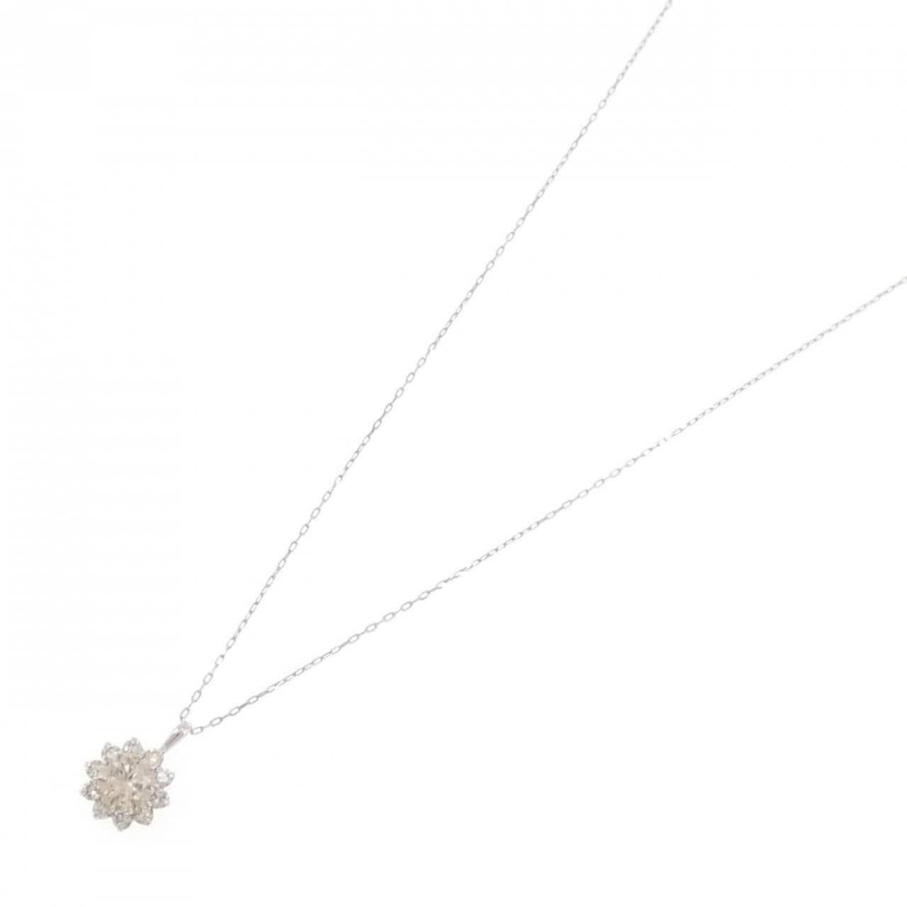 PT900/PT850 フラワー ダイヤモンド ネックレス 0.60CT