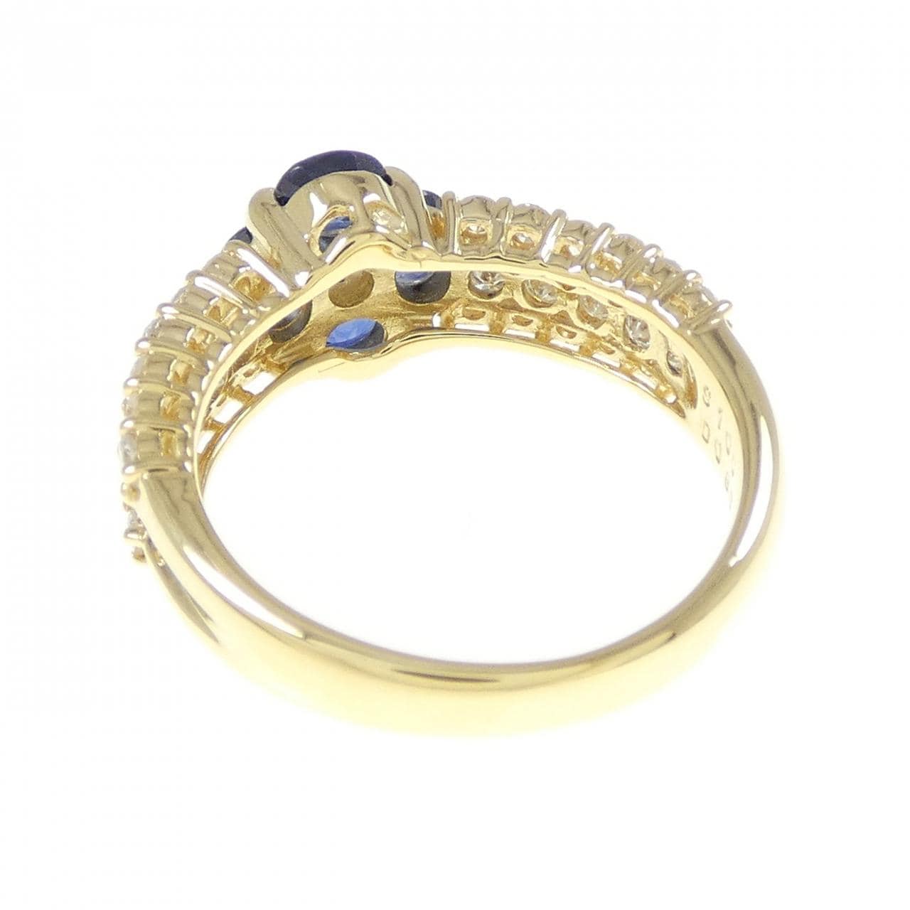 K18YG フラワー サファイヤ リング 1.00CT