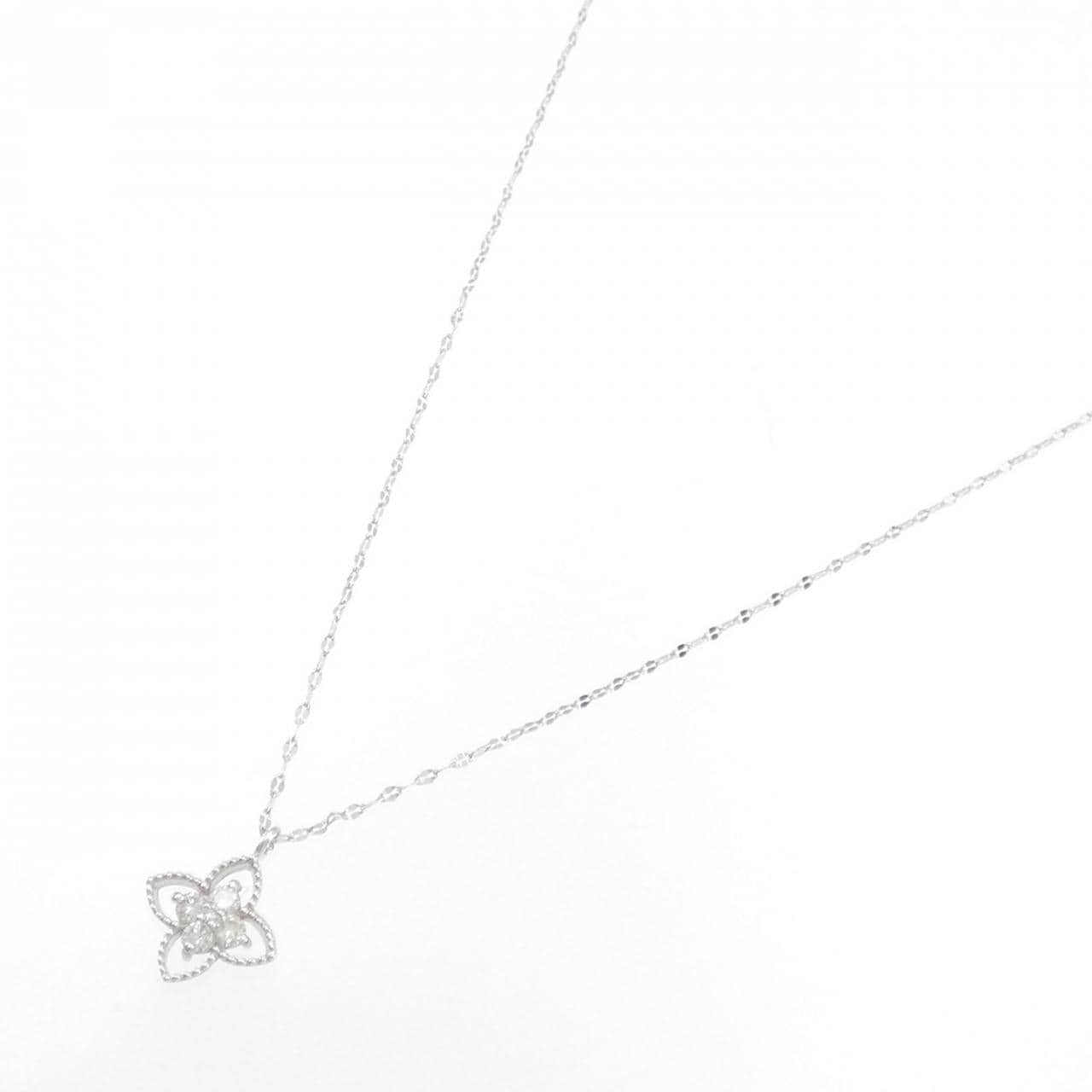 K18WG フラワー ダイヤモンド ネックレス 0.11CT