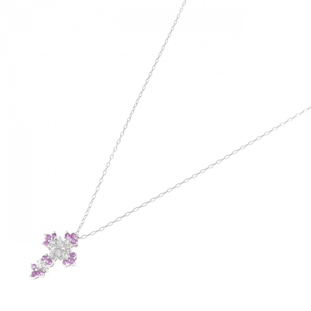 K18WG クロス サファイヤ ネックレス 0.30CT