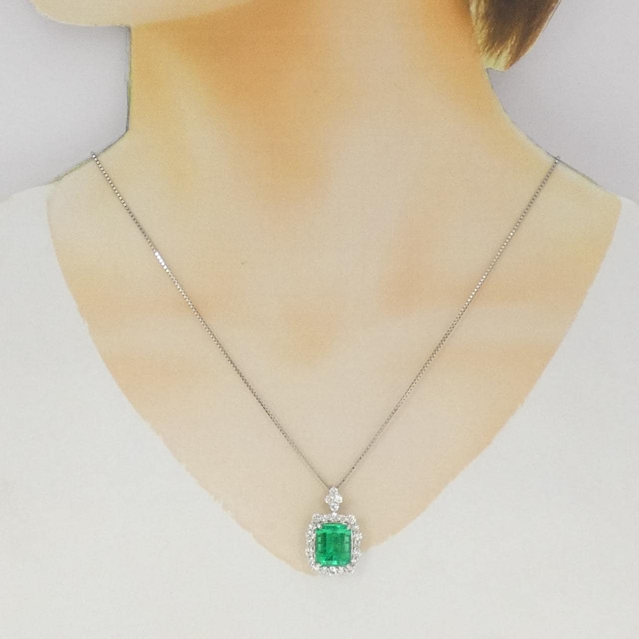 【リメイク】PT900/PT850 エメラルド ネックレス 6.04CT コロンビア産