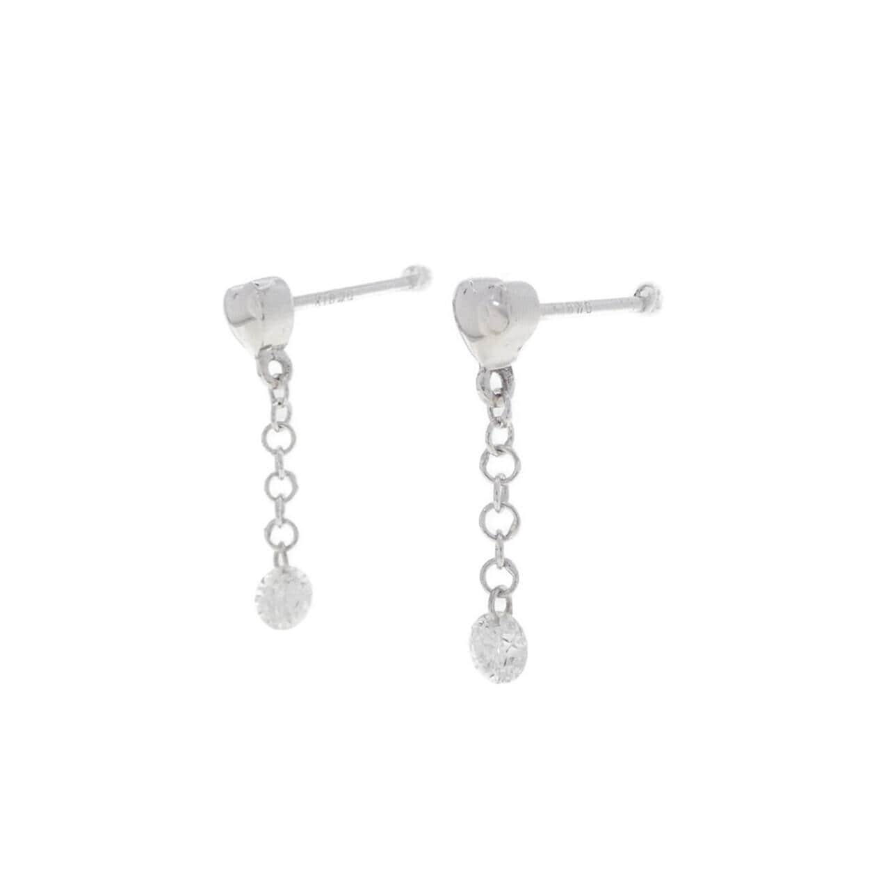 K18WG ハート ダイヤモンド ピアス 0.20CT