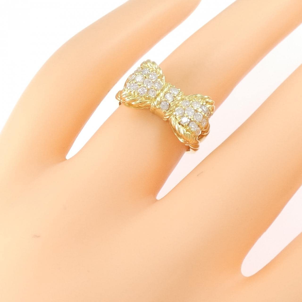 K18YG リボン ダイヤモンド リング 0.50CT