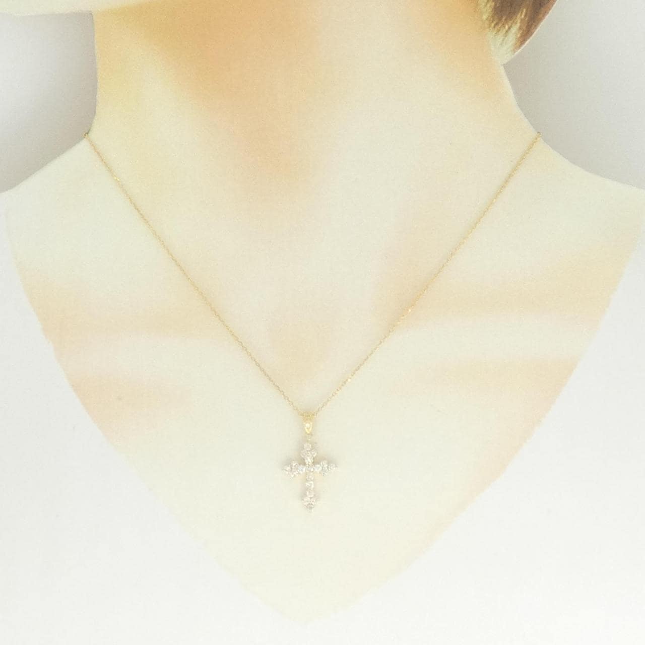 K18YG クロス ダイヤモンド ネックレス 0.50CT