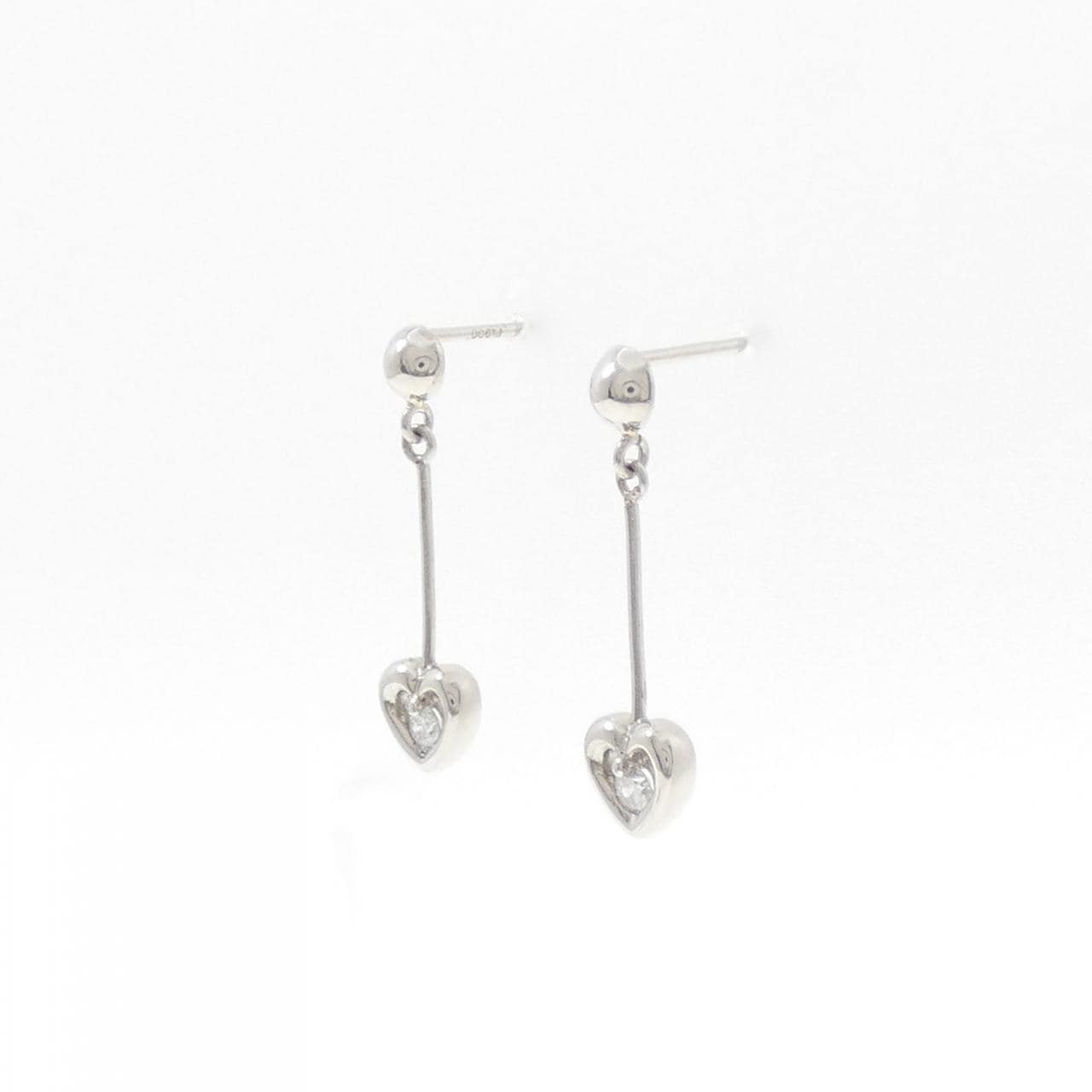 PT900 ハート ダイヤモンド ピアス 0.10CT