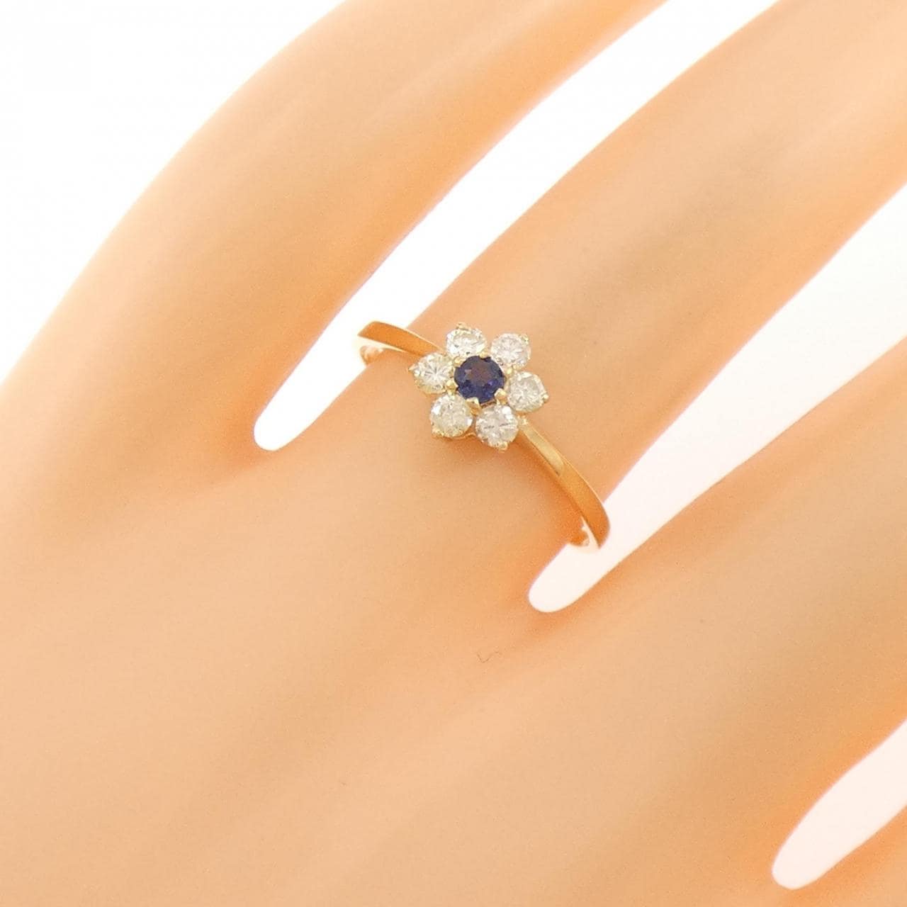 K18YG フラワー サファイヤ リング 0.07CT