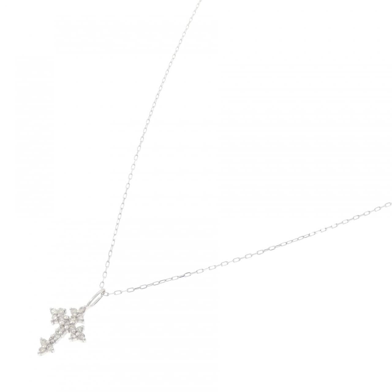 K18WG クロス ダイヤモンド ネックレス 0.10CT