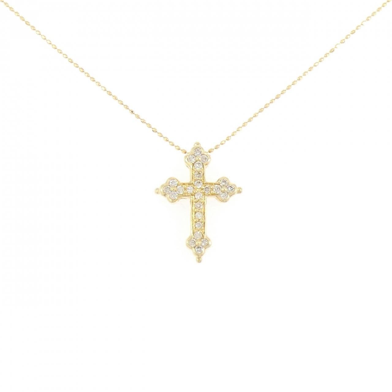 750YG/K18YG クロス ダイヤモンド ネックレス 0.30CT