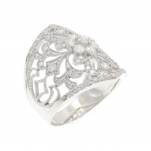 K18WG フラワー ダイヤモンド リング 1.00CT