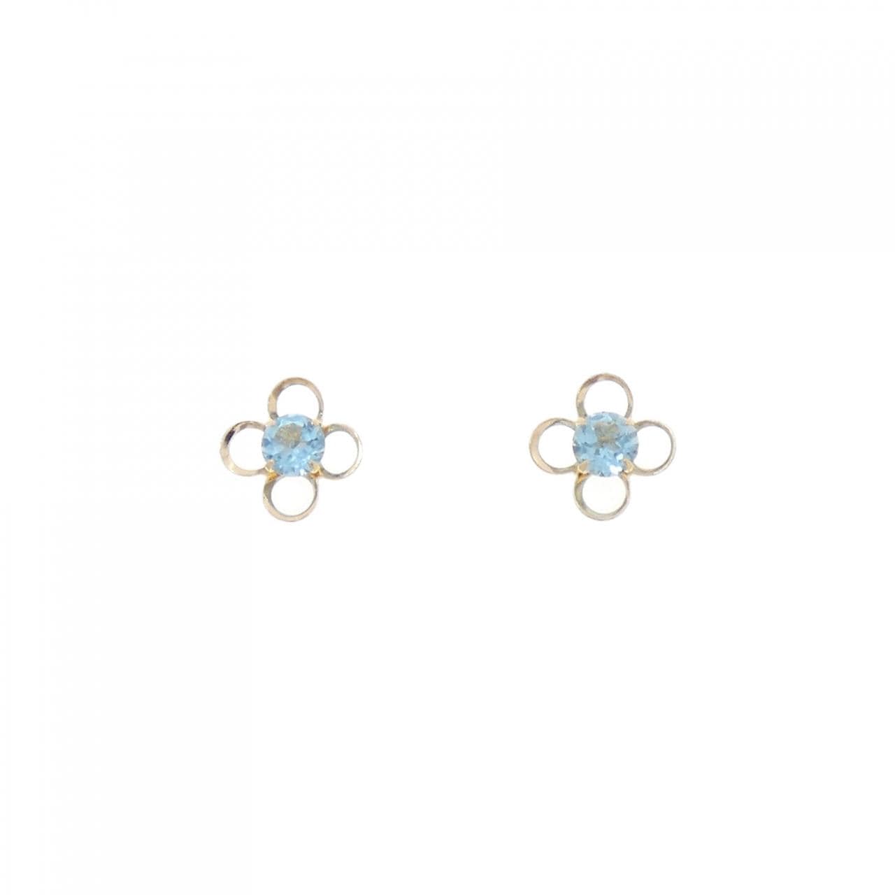 【新品】K18YG フラワー ブルートパーズ ピアス