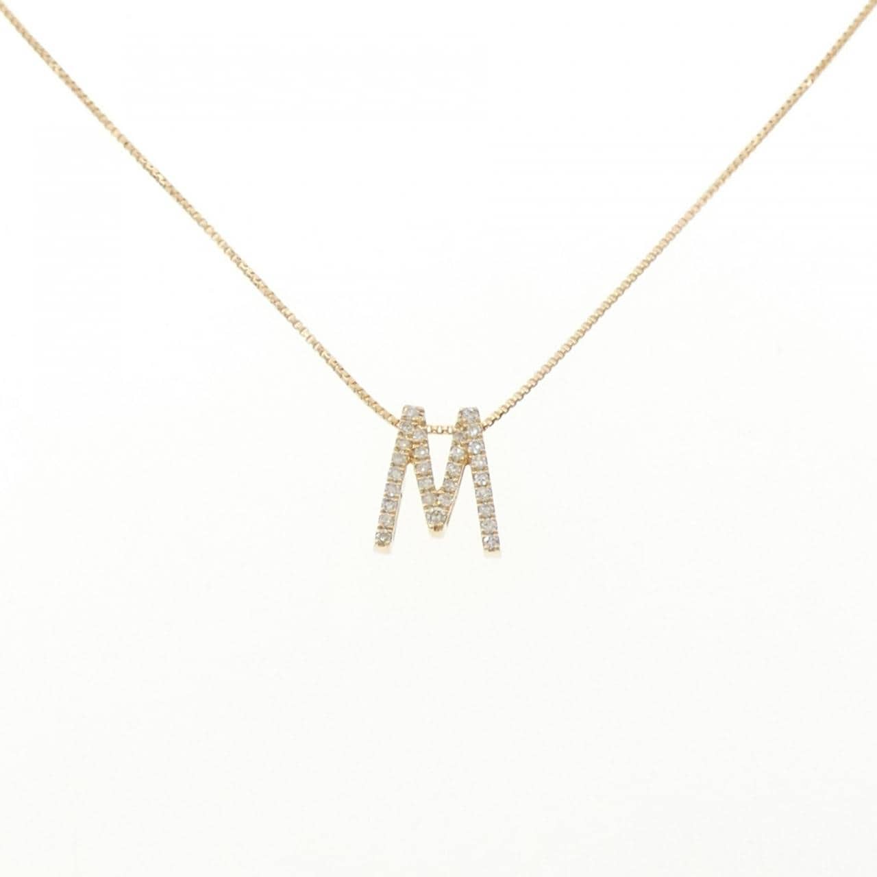 K18YG イニシャルM ダイヤモンド ネックレス 0.08CT