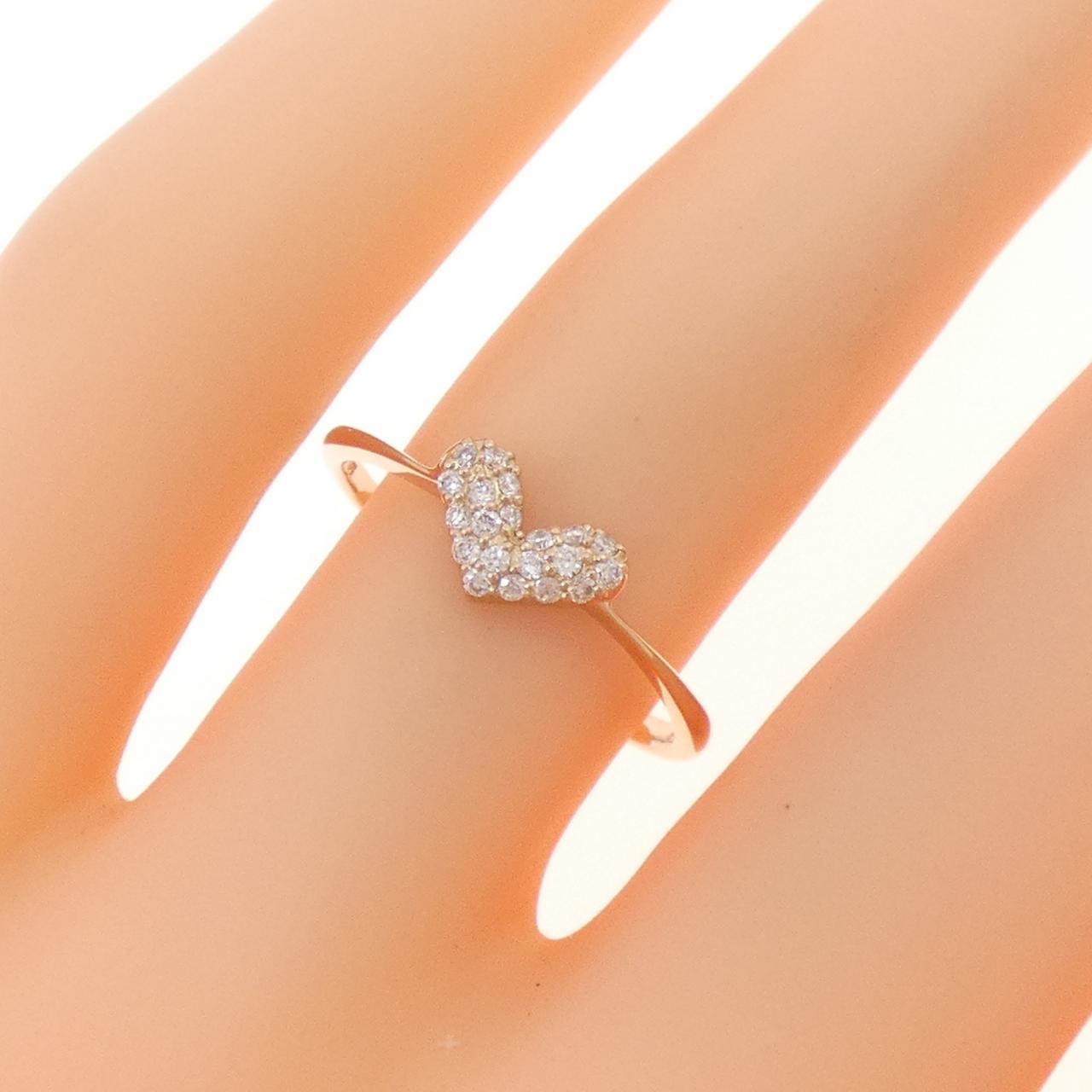 K18PG ハート ダイヤモンド リング 0.10CT