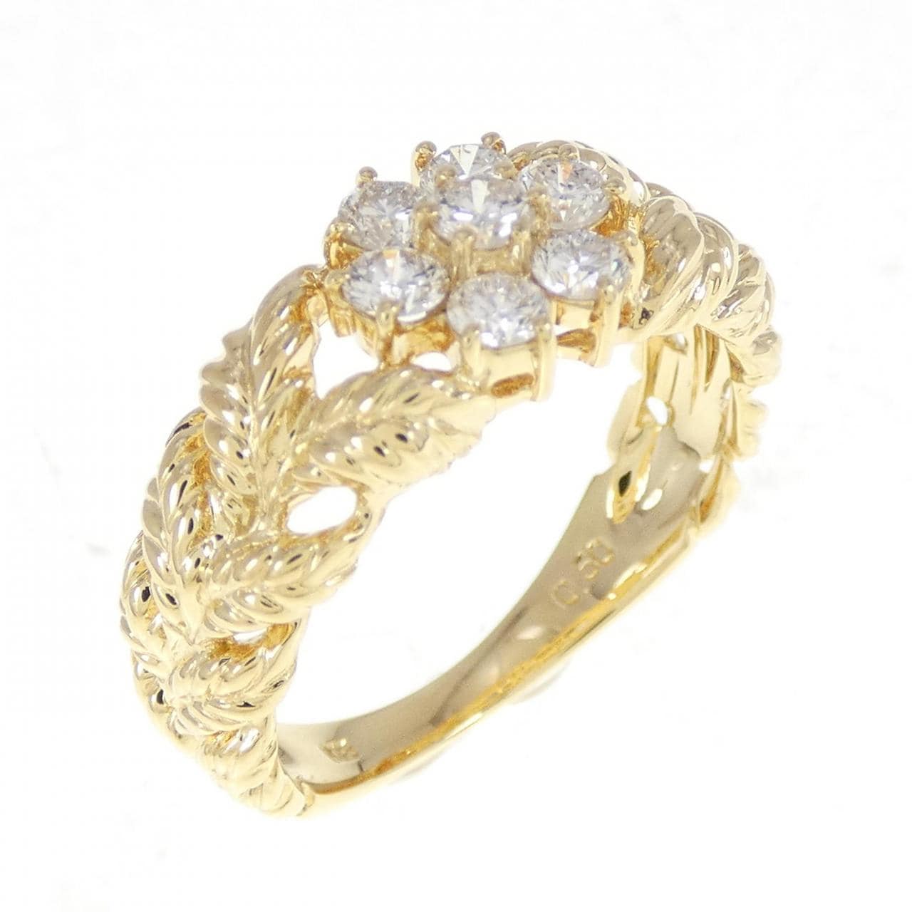 K18YG flower Diamond ring 0.50CT