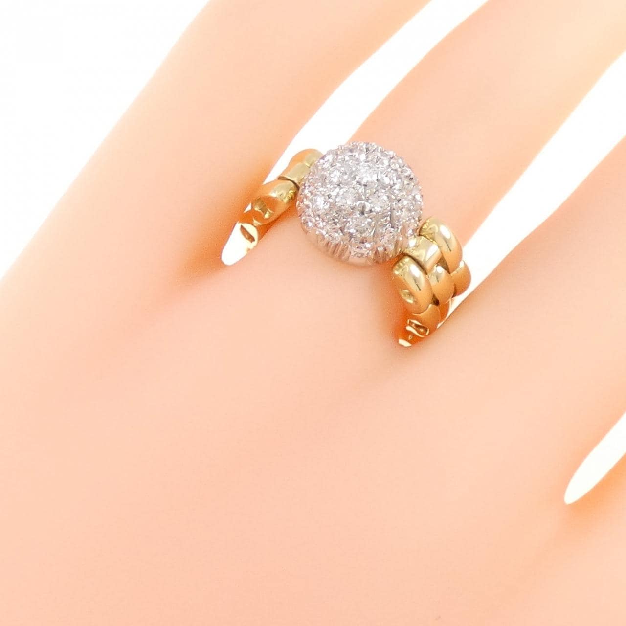 750YG/750WG パヴェ ダイヤモンド リング 0.50CT